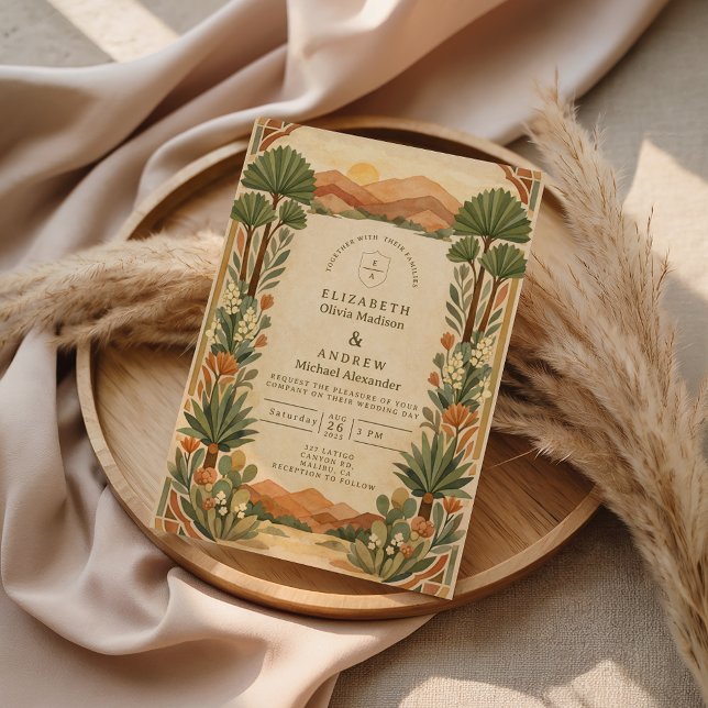 Invitation Mariage botanique bohème dans le désert (Créateur téléchargé)