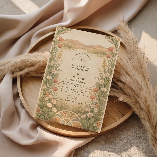 Invitation Mariage botanique bohème dans le désert (Créateur téléchargé)