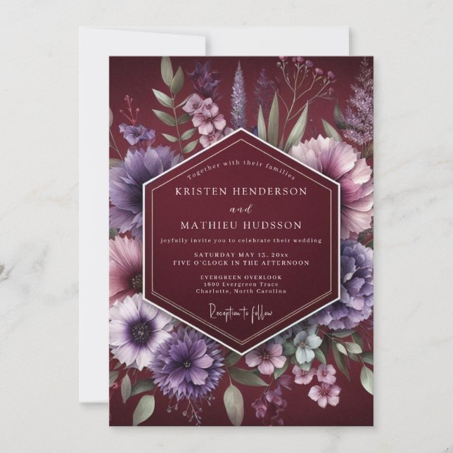 Invitation Mariage Botanique Bourguignon Maussade (Devant)