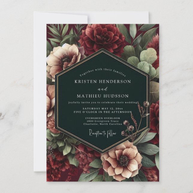 Invitation Mariage Botanique Bourguignon Maussade (Devant)