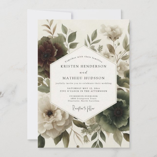 Invitation Mariage Botanique Bourguignon Maussade (Devant)