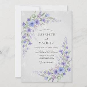 Invitation Mariage Botanique Brise Léger de Pervenche