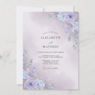 Invitation Mariage Botanique Brumeux de Pervenche