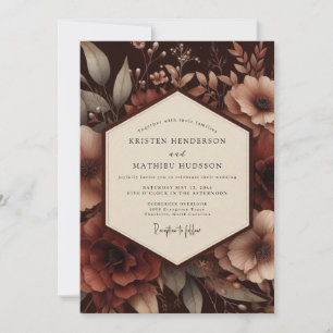 Invitation Mariage Botanique Brun Atmosphérique