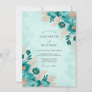 Invitation Mariage Botanique Captivant Sarcelle