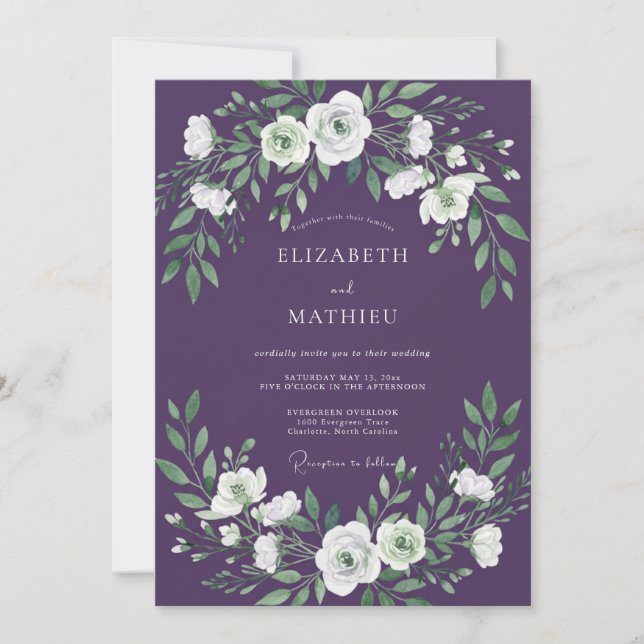 Invitation Mariage Botanique Céleste au Plum (Devant)
