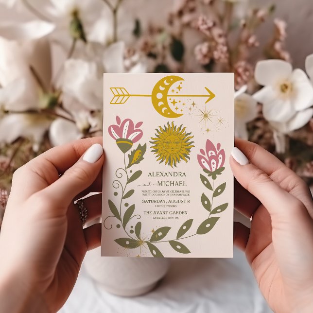 Invitation Mariage Botanique Céleste Vintage (Créateur téléchargé)
