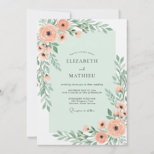 Invitation Mariage Botanique Charmant Vert Menthe