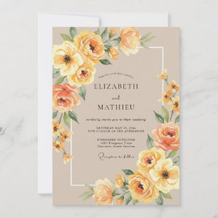 Invitation Mariage Botanique Chaud Ambré