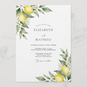 Invitation Mariage Botanique Citron Jaune