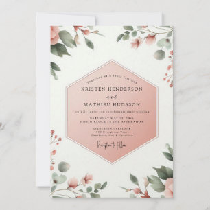 Invitation Mariage botanique Corail Blush Whimsy