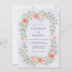 Invitation Mariage Botanique Corail Douce