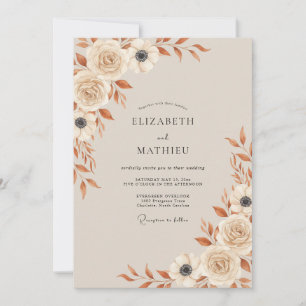 Invitation Mariage Botanique Crème Automne