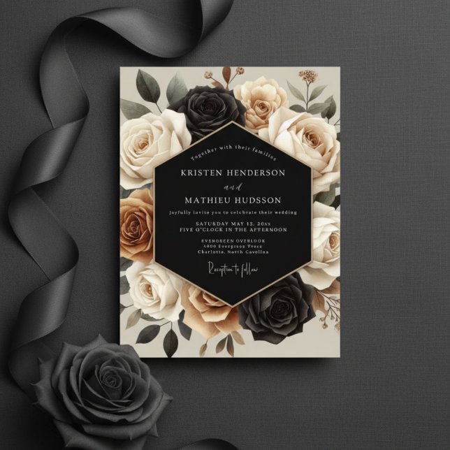 Invitation Mariage Botanique Crème Opulent (Créateur téléchargé)