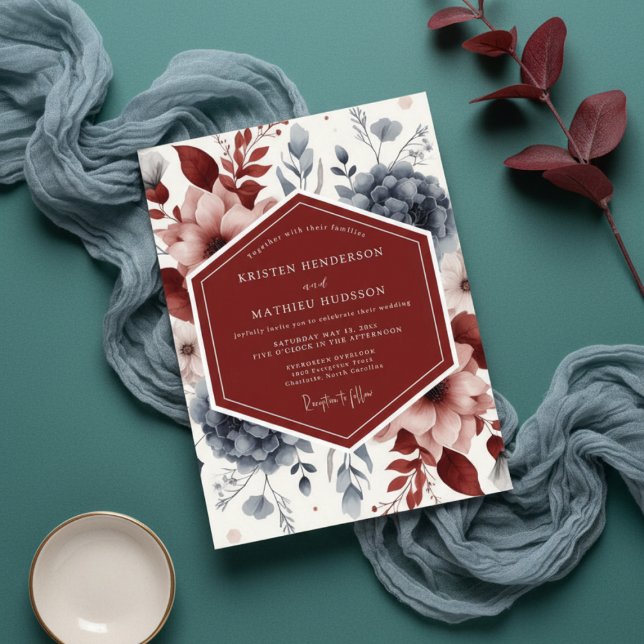 Invitation Mariage Botanique Crépuscule de Bourgogne (Créateur téléchargé)