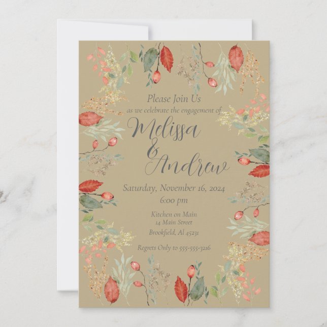 Invitation Mariage botanique d'automne (Devant)
