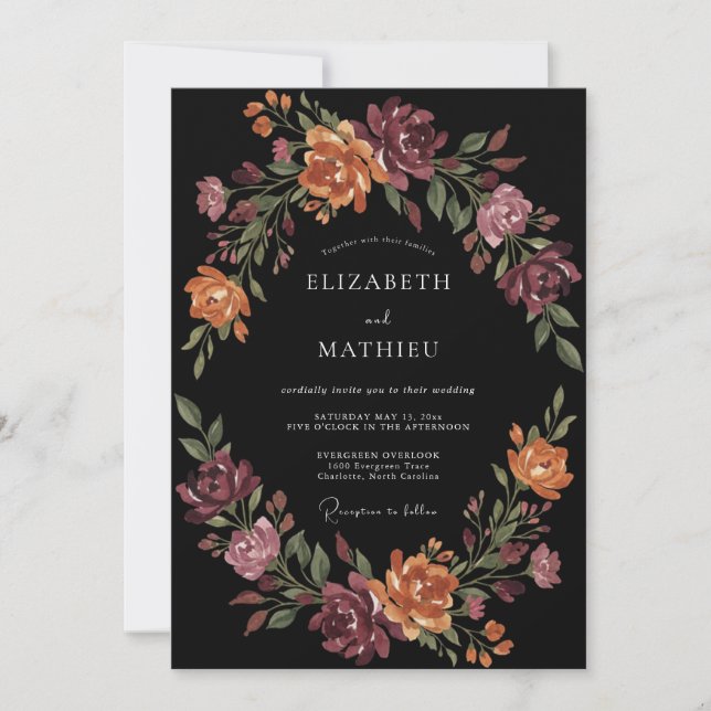 Invitation Mariage Botanique d'Automne en Bourgogne (Devant)