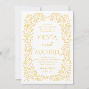 Invitation Mariage botanique d'automne jaune. Floral automnal