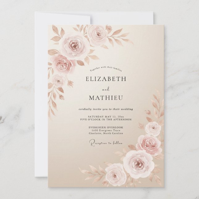 Invitation Mariage Botanique de Champagne Millésimé (Devant)