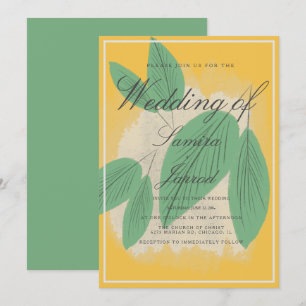 Invitation Mariage botanique de citron et de feuille dessinés