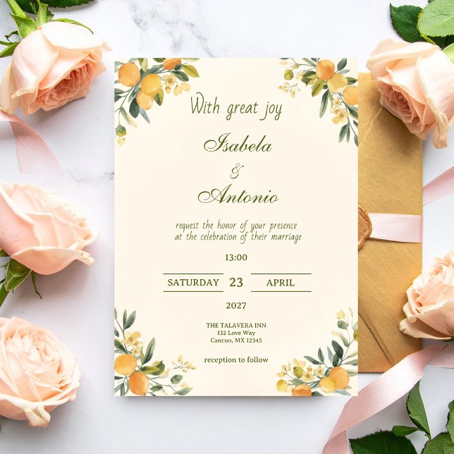 Invitation Mariage Botanique de Citrus Méditerranéen (Créateur téléchargé)