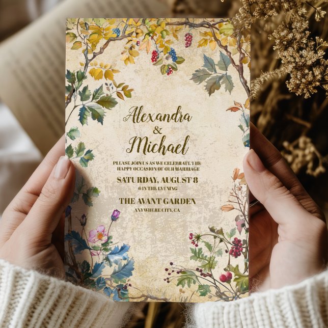 Invitation Mariage botanique de fleurs sauvages bohème d'auto (Créateur téléchargé)