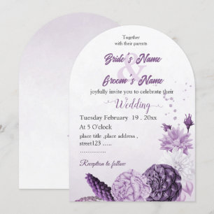 Invitation mariage botanique de fleurs violettes romantique