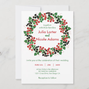 Invitation Mariage botanique de fruits rouges noirs