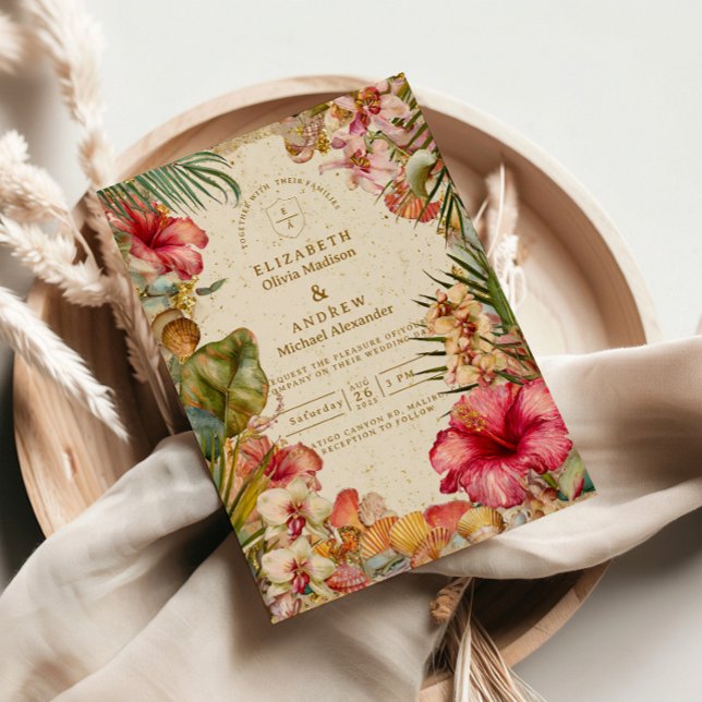 Invitation Mariage Botanique de Hibiscus Tropical (Créateur téléchargé)