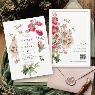 Invitation Mariage Botanique de Jardin Floral Romantique Vint