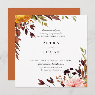 Invitation Mariage botanique de la forêt d'automne rustique