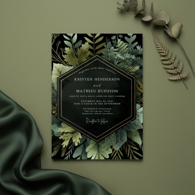 Invitation Mariage botanique de la forêt émeraude (Créateur téléchargé)