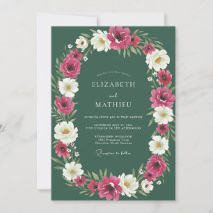 Invitation Mariage Botanique de la Forêt Magenta
