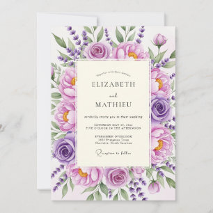 Invitation Mariage botanique de la rose lavande