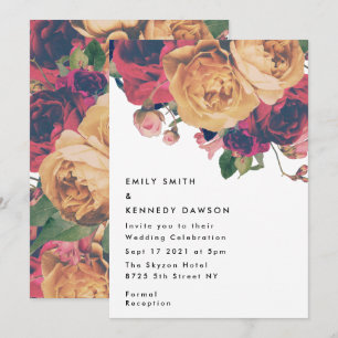 Invitation Mariage botanique de la rose rouge moderne