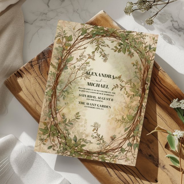 Invitation Mariage botanique de l'oasis de palmier séché (Créateur téléchargé)