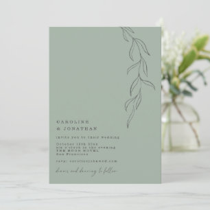 Invitation Mariage Botanique de Machine à Écrire Vert Sauge M