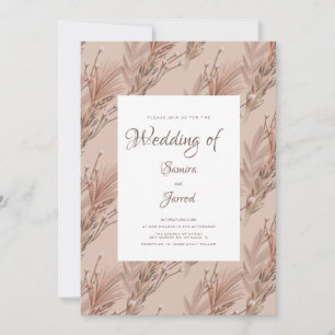 Invitation Mariage Botanique de Motif de Pampas Dessiné à la 
