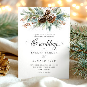 Invitation Mariage botanique de Noël d'hiver