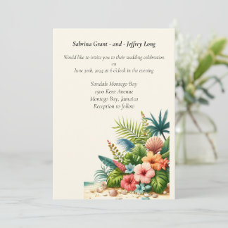 Invitation Mariage botanique de plage tropicale