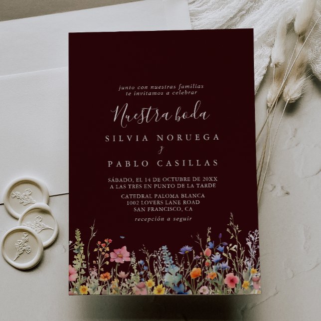 Invitation Mariage Botanique de Prairie Rustique Nuestra Boda (Créateur téléchargé)