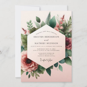Invitation Mariage botanique de rêve en Bourgogne luxuriant