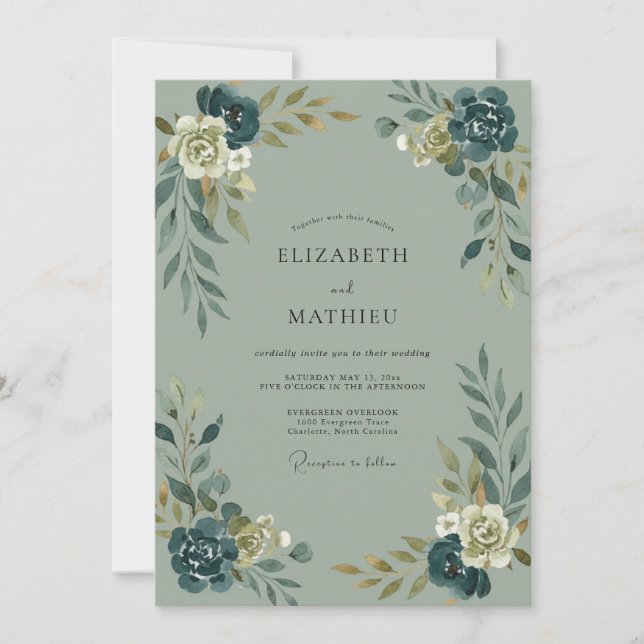 Invitation Mariage Botanique de Sage Humeur (Devant)