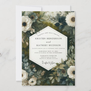 Invitation Mariage Botanique de Teinte de Tilleul Profond en