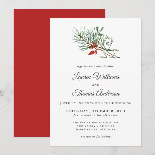 Invitation Mariage botanique de vacances simple (Devant / Derrière)