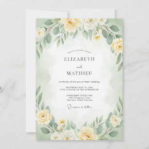 Invitation Mariage Botanique Délicat Jaune Pâle