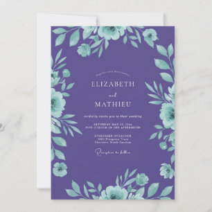 Invitation Mariage botanique délicat violet