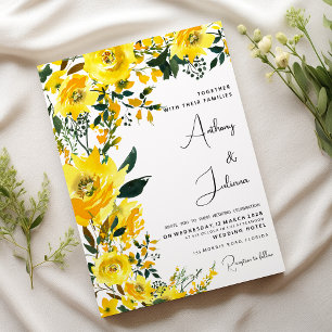 Invitation Mariage botanique d'été jaune orange