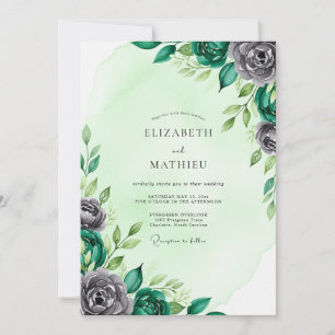 Invitation Mariage Botanique Distingué Vert Menthe