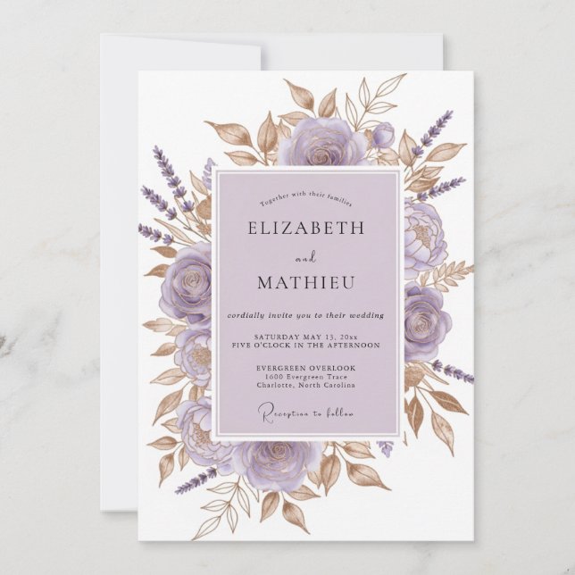 Invitation Mariage Botanique Divine Lavande (Devant)